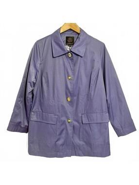 Isaac Mizrahi Purple Rain Resistant Jacket with Gold-tone Buttons Size 1X